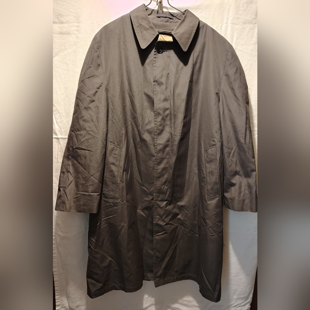Hart Schaffner & Marx Grey Trench Coat With Removable Wool Blend Lining Size 42R